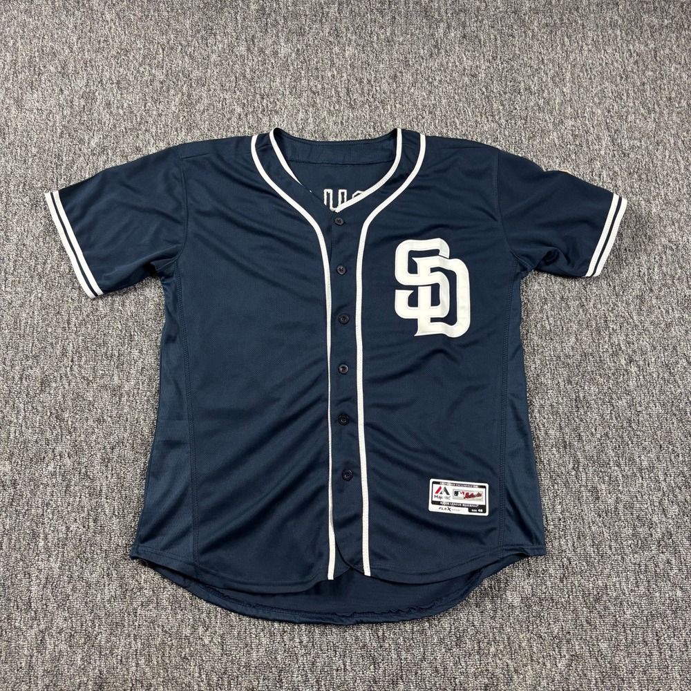 Authentic San Diego Padres Manny Machado Majestic Baseball Jersey Navy Blue XL